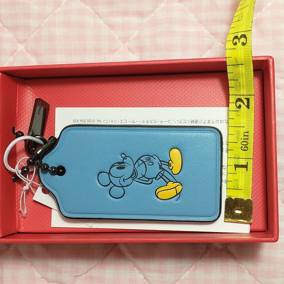Disney x Coach Blue Mickey Mouse Hang Tag Keychain / Bag Charm - Picture 3 of 4